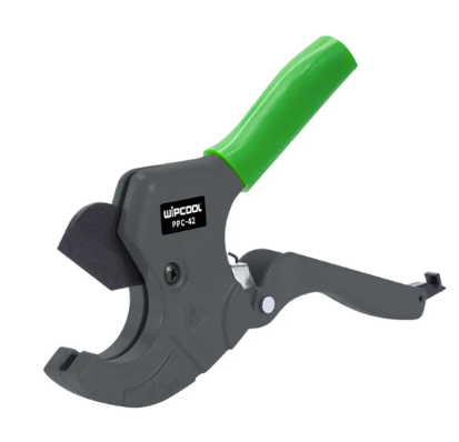 Pipe cutter with green handle on a white background