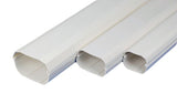 Three white plastic conduits on a white background