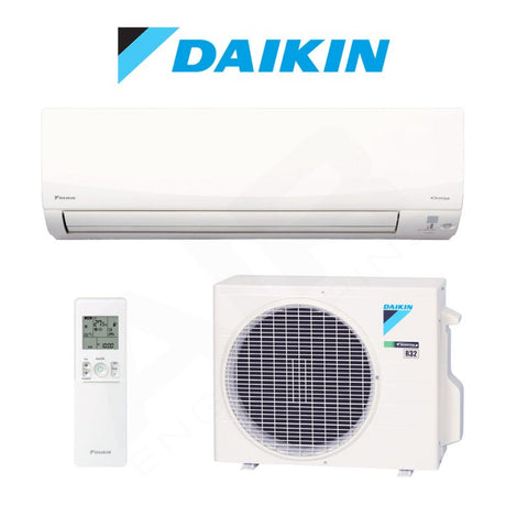 Daikin air conditioning system with indoor and outdoor units on a white background