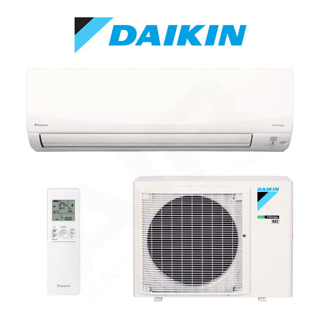 Daikin air conditioning system with indoor and outdoor units on a white background