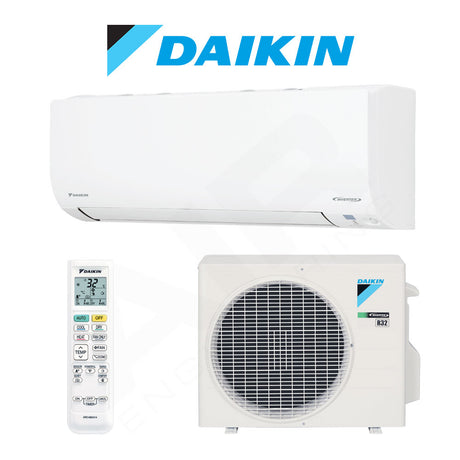Daikin air conditioning system with indoor and outdoor units on a white background