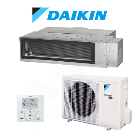 Daikin air conditioning system with indoor and outdoor units on a white background