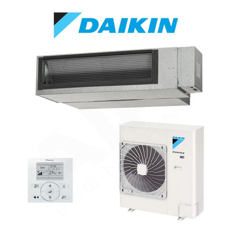 Daikin air conditioning system with indoor and outdoor units on a white background