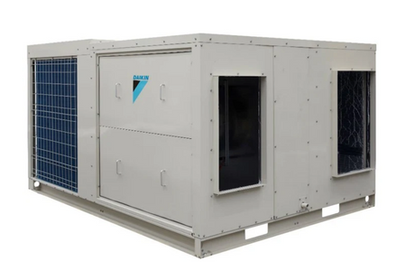 Daikin rooftop package unit on white background