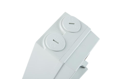 White electrical outlet on a white background