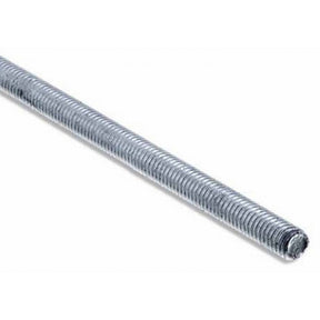 Metal rod with threaded end on a white background