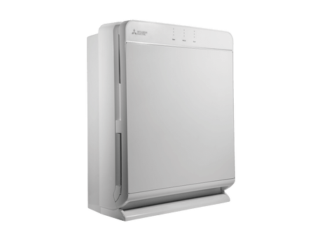 White air purifier on a green background