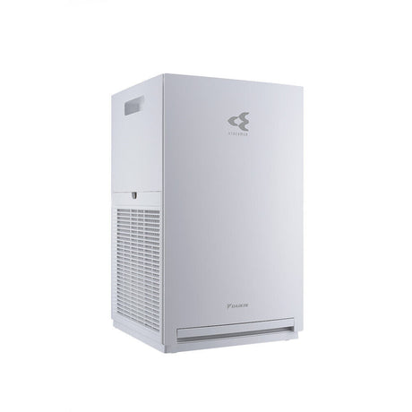 White air purifier with a brand logo on a white background