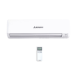 Mitsubishi air conditioner with remote control on a white background