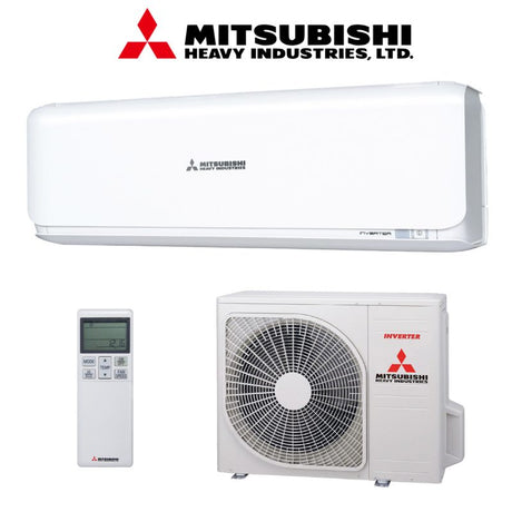 Mitsubishi air conditioning unit with indoor and outdoor units on a white background