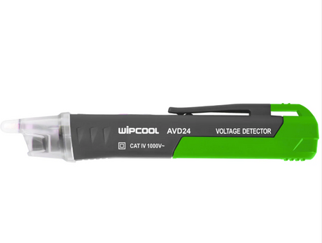Wipcool voltage detector pen with green and black design on a white background