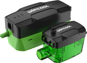 Two green and black Wipool pumps on a white background