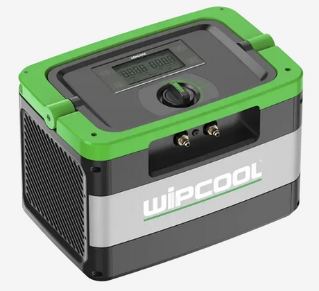Wipcool portable reclaim with green and gray design on a white background