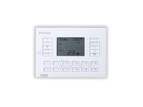 White Daikin Zone controller with digital display on a white background
